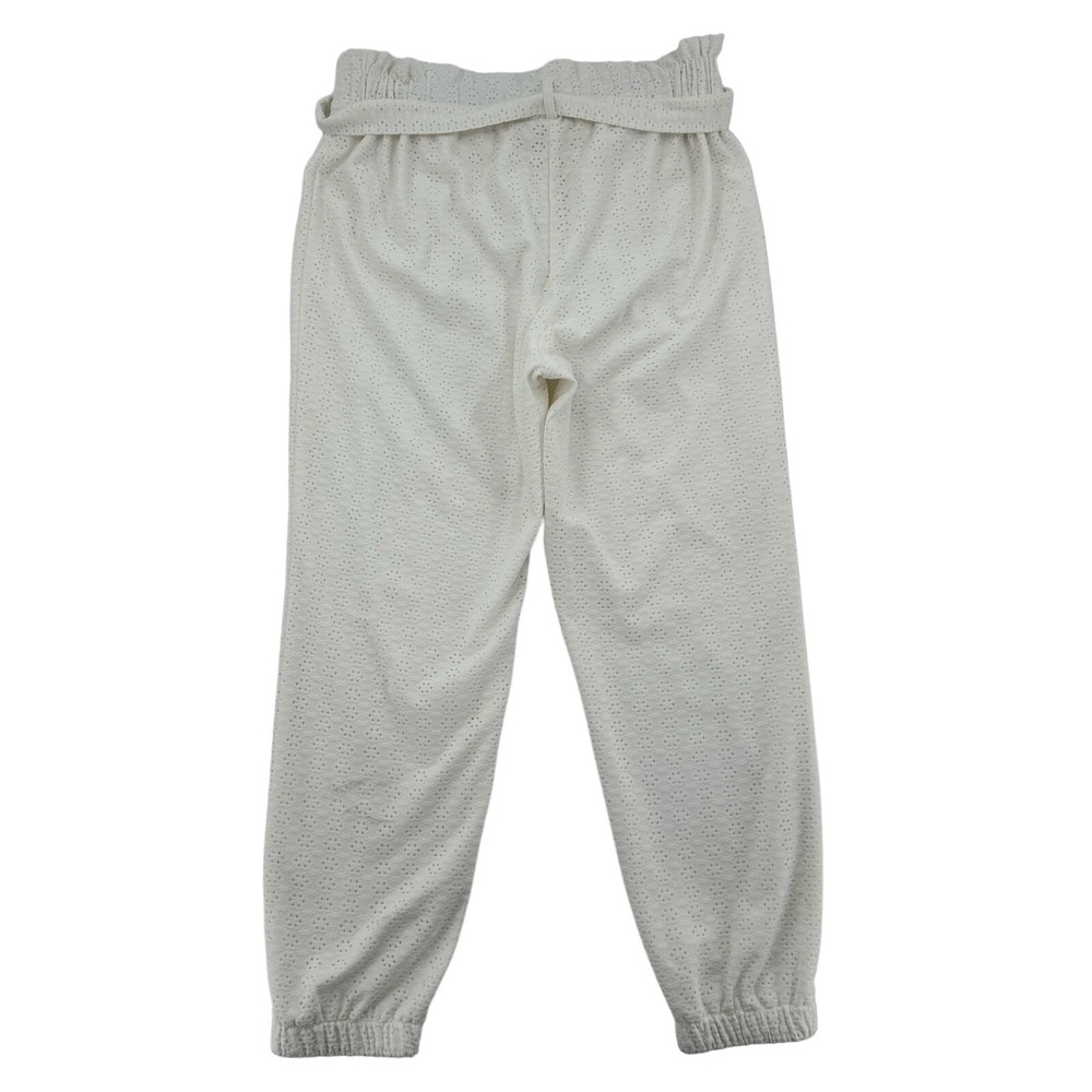 White Eyelet Jogger Pants Paperbag Waist Casual Career C. Est. 1946 Women Sz M - Picture 2 of 9